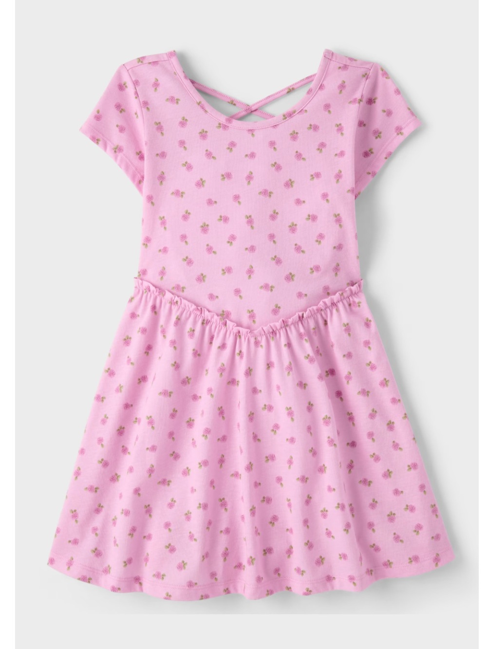 The Children’s Place Girls Pink Floral Cross Back Ruffle V-Waist Dress XS 4